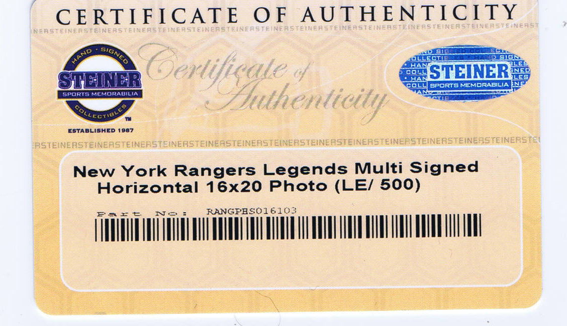 Rangers Signed Retired #s 16x20 Framed Photo 8 Auto Mark Messier Gilbert Steiner