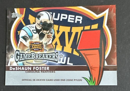 2004 Topps Super Bowl XXXVIII Game Used End Zone Pylon Deshaun Foster Panthers