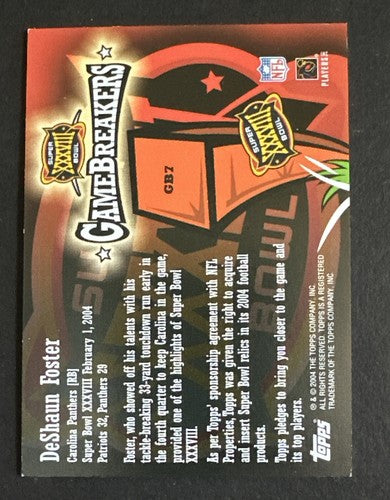 2004 Topps Super Bowl XXXVIII Game Used End Zone Pylon Deshaun Foster Panthers