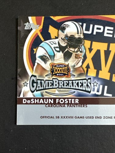 2004 Topps Super Bowl XXXVIII Game Used End Zone Pylon Deshaun Foster Panthers