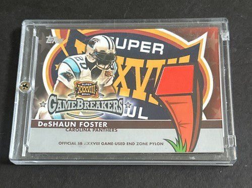 2004 Topps Super Bowl XXXVIII Game Used End Zone Pylon Deshaun Foster Panthers