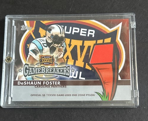 2004 Topps Super Bowl XXXVIII Game Used End Zone Pylon Deshaun Foster Panthers