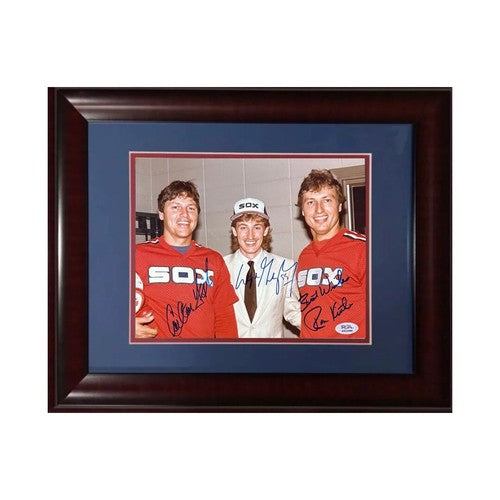 Wayne Gretzky Carlton Fisk Kittle Signed 8x10 Framed Photo White Sox 3 Auto PSA