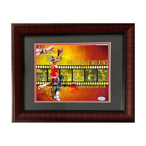 Dominique Wilkins Signed 8x10 Framed Photo Hawks PSA 10 Gem Mint Auto LOA HOF