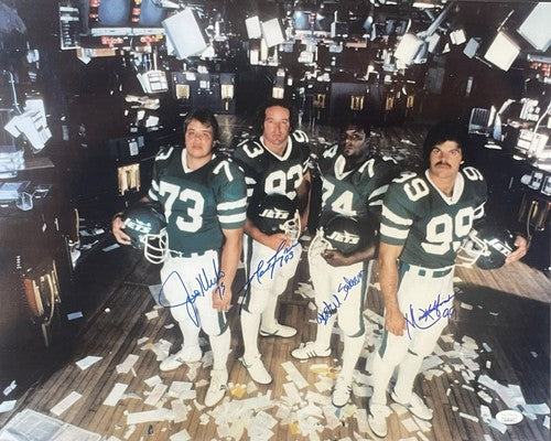 NY Jets signed 16x20 Photo Stock Exchange Floor Framed 4 Auto Joe Klecko JSA