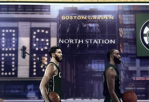 Boston Celtics 16x20 Framed Green Line Litho Photo Jason Tatum Jalen Brown White