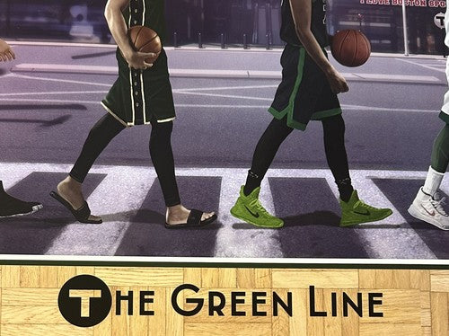 Boston Celtics 16x20 Framed Green Line Litho Photo Jason Tatum Jalen Brown White