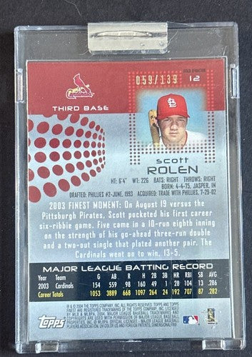 2004 Topps Finest Scott Rolen GOLD Xfractor #12 Cardinals /139 Mint Sealed HOF