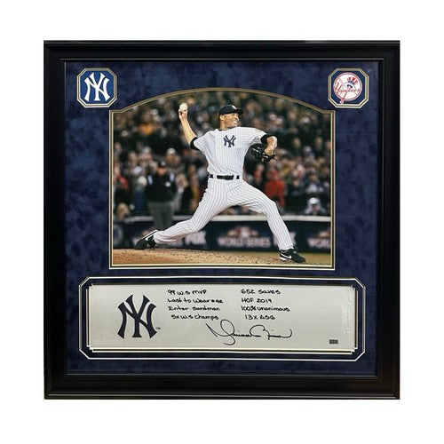Mariano Rivera Signed Framed Photo Suede Mound Rubber HOF 8 Stat Auto Steiner