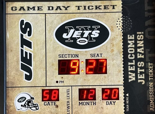 New York Jets 19x15 NFL Team Scoreboard Wall Clock w/ Bluetooth New In Box NIB