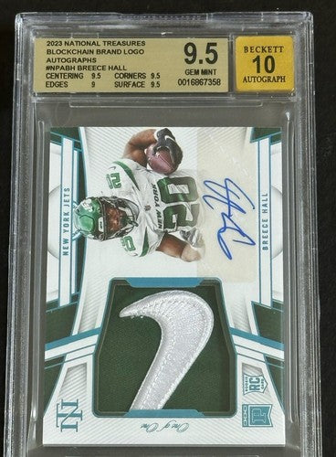 BREECE HALL National Treasures Rookie Blockchain Nike Patch 1/1 Auto Bgs 9.5 /10