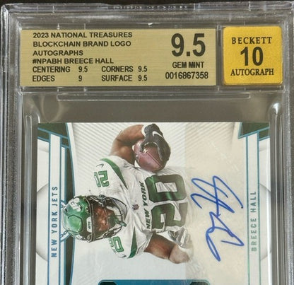 BREECE HALL National Treasures Rookie Blockchain Nike Patch 1/1 Auto Bgs 9.5 /10