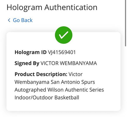 Victor Wembanyama Signed Wilson I/Basketball Spurs Rookie Auto Fanatics COA ROY