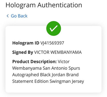 Victor Wembanyama Signed Black Jordan Statement Jersey Spurs Auto Fanatics COA