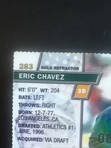 1999 Topps Finest Eric Chavez Rookies  #283 Gold Refractor Rookie /100 Mint  Rc