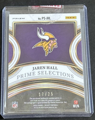 JAREN HALL 2023 SELECT PRIME RPA ROOKIE PATCH TIE DYE RC AUTO /25 Mint Sealed