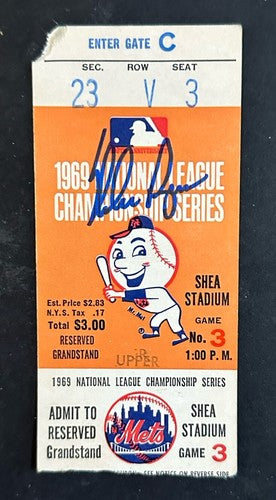 1969 NLCS Game #3 Ticket Stub Mets Nolan Ryan 1st Playoff Win Auto Ryan Holo Coa