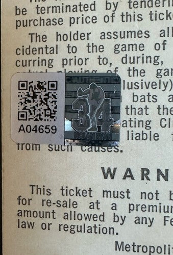 1969 NLCS Game #3 Ticket Stub Mets Nolan Ryan 1st Playoff Win Auto Ryan Holo Coa