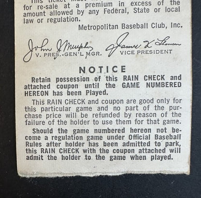 1969 NLCS Game #3 Ticket Stub Mets Nolan Ryan 1st Playoff Win Auto Ryan Holo Coa