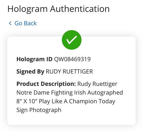 Rudy Reuttiger Signed 8x10 Framed Photo Notre Dame Play Like Champ Auto Fanatics