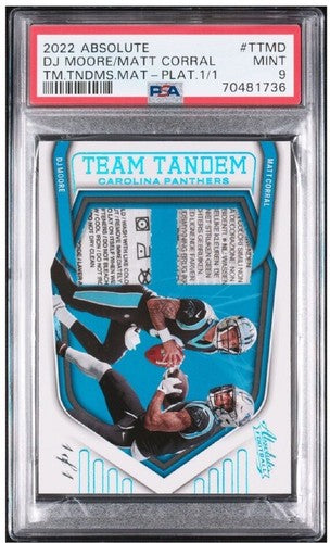 2022 Absolute Football Team Tandem Panthers Dj Moore Laundry Tag Patch 1/1 Psa 9