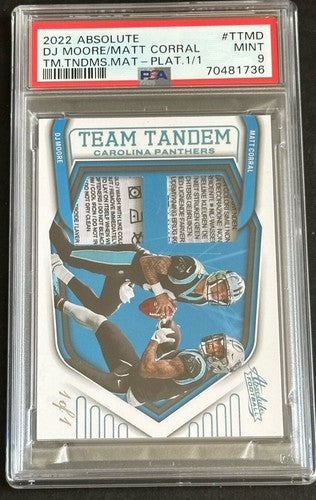 2022 Absolute Football Team Tandem Panthers Dj Moore Laundry Tag Patch 1/1 Psa 9