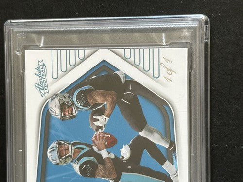 2022 Absolute Football Team Tandem Panthers Dj Moore Laundry Tag Patch 1/1 Psa 9