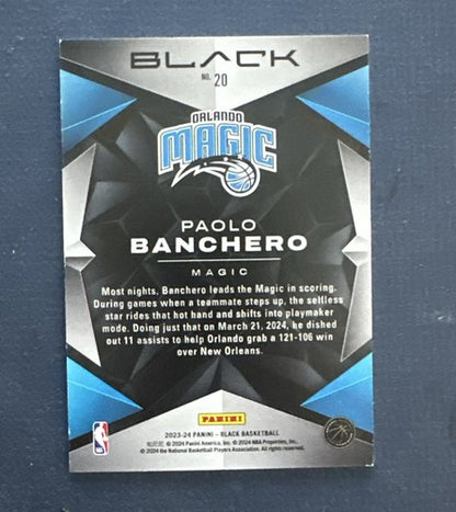 2023-24 Panini Black Paolo Banchero #20 1/8 SSP  Rare Orlando Magic