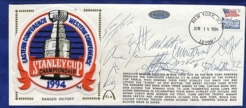 1994 Rangers Signed Suede Framed Envelope Photo SC Patch 10 Auto Leetch Steiner