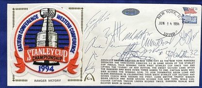 1994 Rangers Signed Suede Framed Envelope Photo SC Patch 10 Auto Leetch Steiner