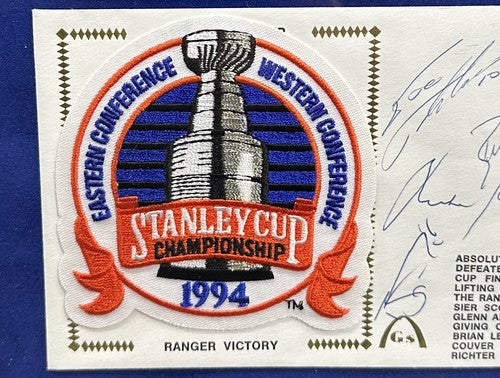1994 Rangers Signed Suede Framed Envelope Photo SC Patch 10 Auto Leetch Steiner