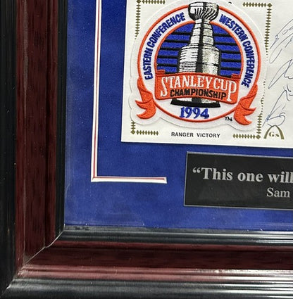 1994 Rangers Signed Suede Framed Envelope Photo SC Patch 10 Auto Leetch Steiner