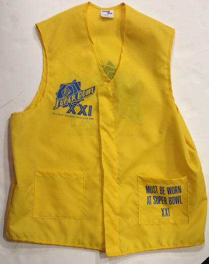 1986-87 Super Bowl XXI Ny Giants Game Worn Media Sideline Vest Jacket W/ Pass