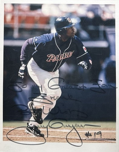 Tony Gwynn Signed 8x10 Photo Padres Great Fan Frank Best Wishes Auto COA