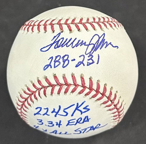 Tommy John Signed Official MLB Baseball Yankees 4 Stat 4x AS 2245 Ks Auto COA