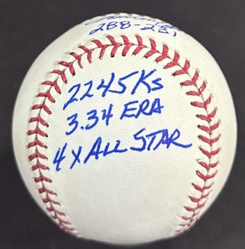 Tommy John Signed Official MLB Baseball Yankees 4 Stat 4x AS 2245 Ks Auto COA