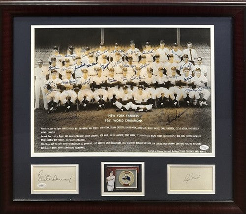 Yankees 1961 WS Team Signed 16x20 Framed Photo 34 Auto Maris Mantle JSA LOA HOF