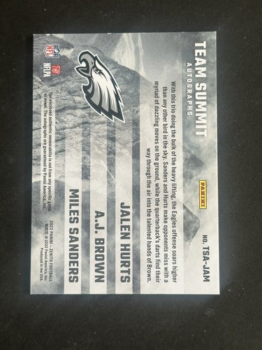 2022 Zenith Team Eagles Summit TSA-JAM Jalen Hurts AJ Brown Auto Sanders 1/5