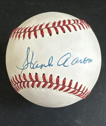 Hank Aaron Signed Official NL Baseball Mint Auto Braves Hof Beauty Psa Coa