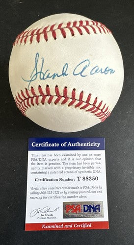Hank Aaron Signed Official NL Baseball Mint Auto Braves Hof Beauty Psa Coa