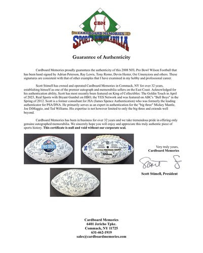 2008 Pro Bowl Team Signed NFL Football Adrian Peterson Tony Romo 40 + Auto Coa