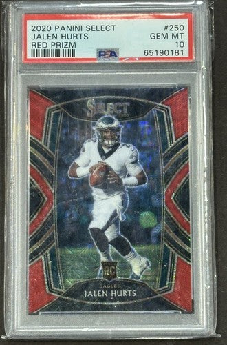 2020 PANINI SELECT RED PRIZM #250 JALEN HURTS ROOKIE RC /49 PSA 10 Gem Mint