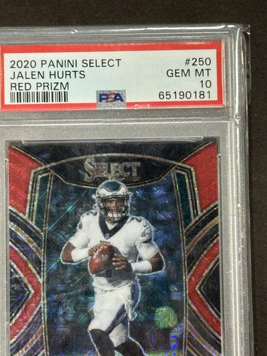 2020 PANINI SELECT RED PRIZM #250 JALEN HURTS ROOKIE RC /49 PSA 10 Gem Mint