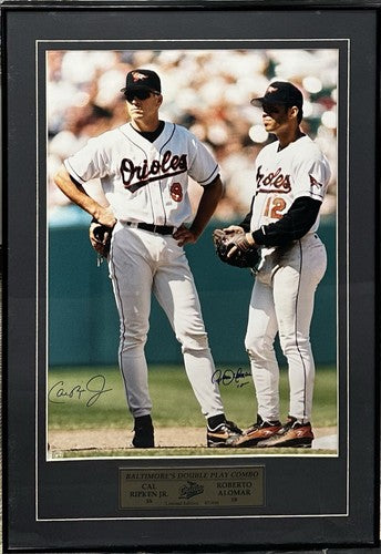 Cal Ripken Jr Roberto Alomar Signed 14x20 Framed Photo Orioles LE Auto Goldin