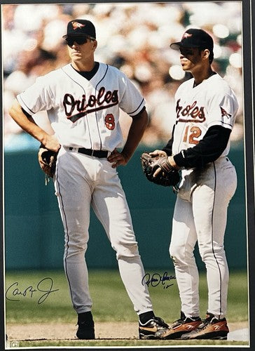 Cal Ripken Jr Roberto Alomar Signed 14x20 Framed Photo Orioles LE Auto Goldin