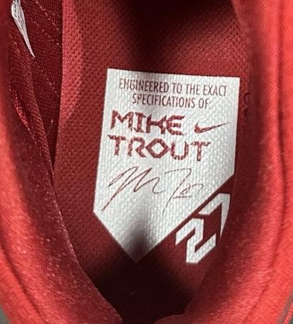 Mike Trout Signed Red Nike Game Model Promo Zoom Cleat Pair Angels Auto MLB COA