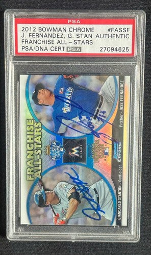 2012 Bowman Chrome All Stars Jose Fernandez Giancarlo Stanton Auto Psa Coa 1/1 ?
