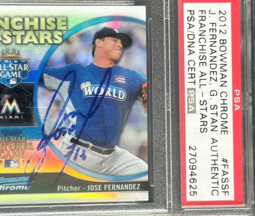 2012 Bowman Chrome All Stars Jose Fernandez Giancarlo Stanton Auto Psa Coa 1/1 ?