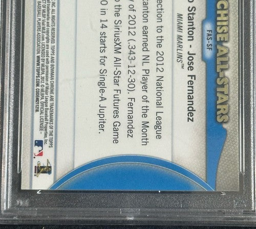 2012 Bowman Chrome All Stars Jose Fernandez Giancarlo Stanton Auto Psa Coa 1/1 ?