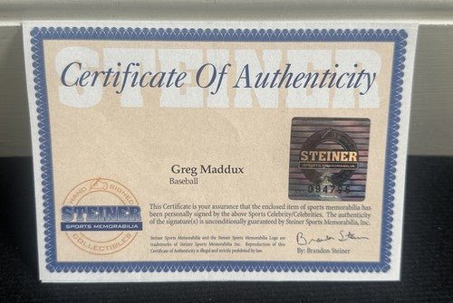 Greg Maddux Signed Official N.L Baseball Auto 4cy Young Engraved Steiner Coa